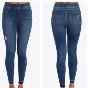 Spanx Distressed Ankle Open Hem Skinny Pullon High Rise Jeans Size Large